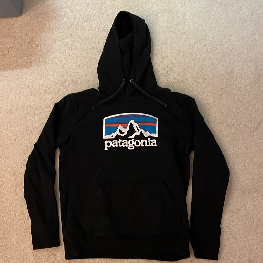 Black Patagonia Logo Hoodie